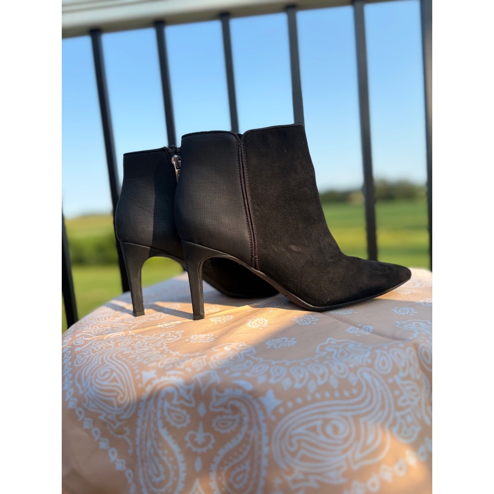 Circus by Sam Edelman Womens Black Mixed Media Pointed Stiletto Ankle Boots 8